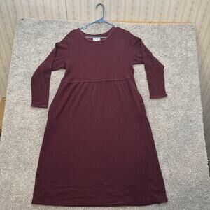 Leisure Life Vermont Country Store Dress 1XL Burgundy Waffle Knit Pockets Cozy